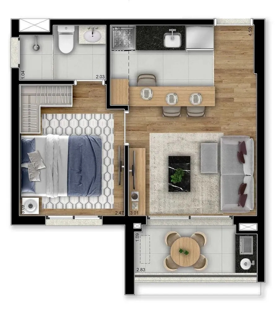 Apartamento, 1 quarto, 33 m² - Foto 1