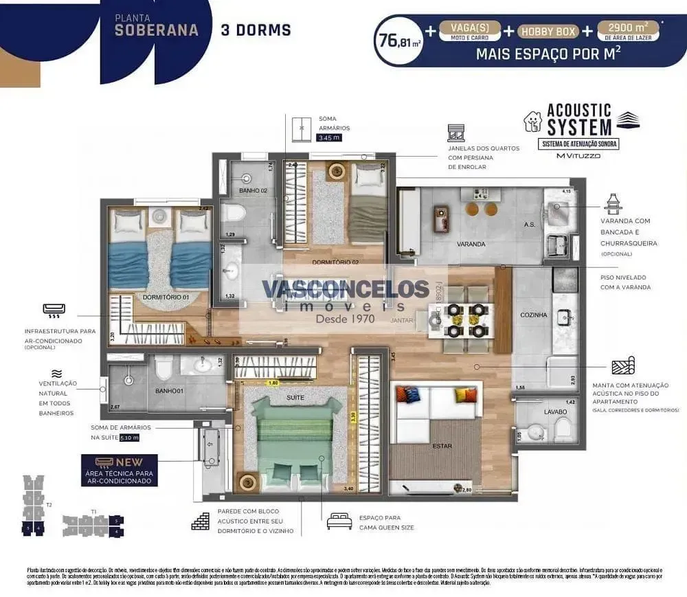Apartamento, 3 quartos, 76 m² - Foto 1