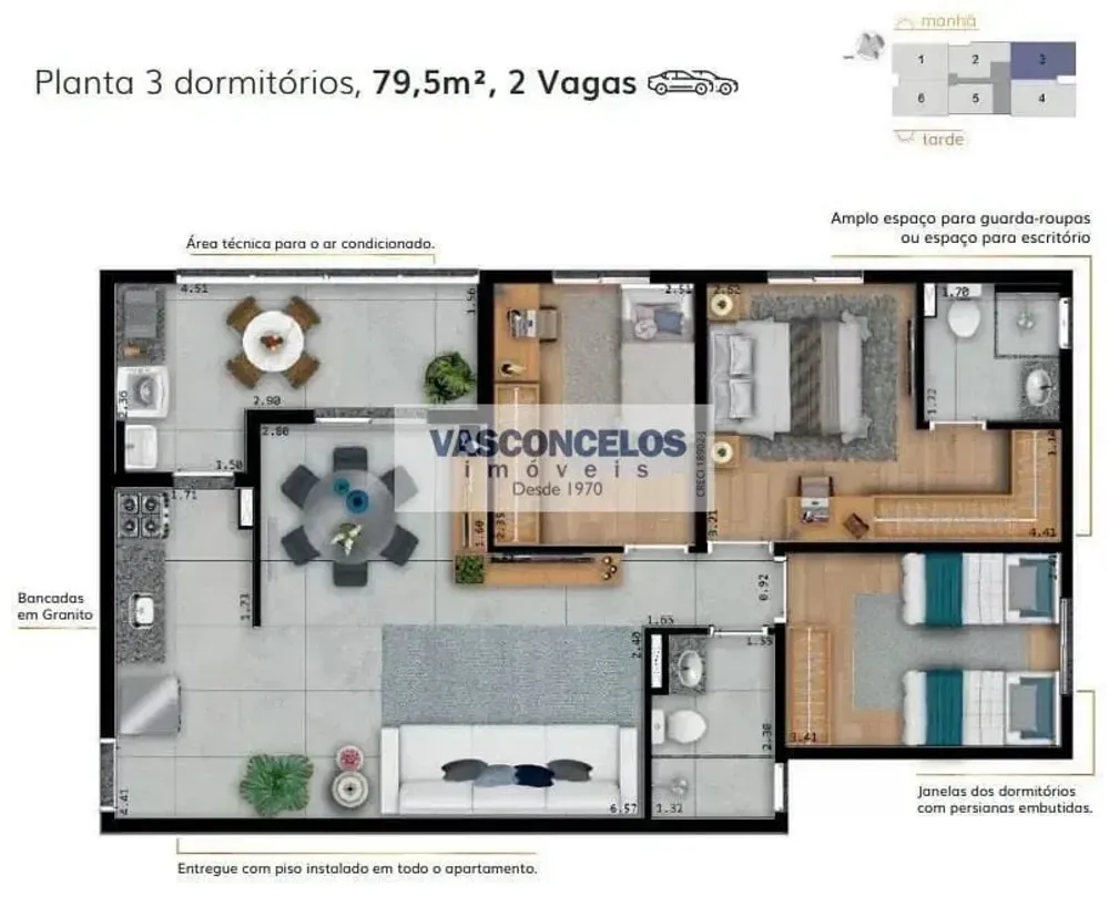 Apartamento, 3 quartos, 79 m² - Foto 1
