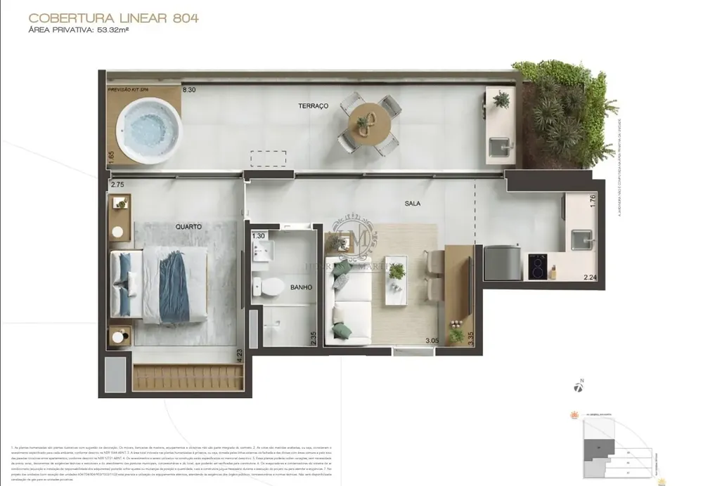 Cobertura, 1 quarto, 53 m² - Foto 2