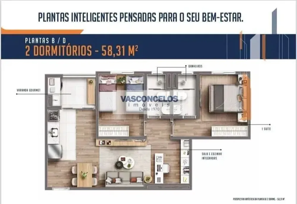 Apartamento, 2 quartos, 58 m² - Foto 1