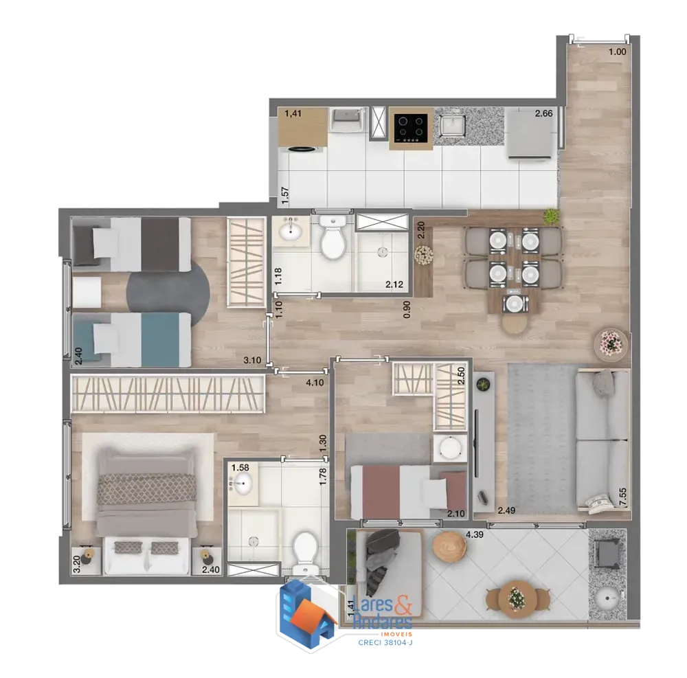 Apartamento, 3 quartos, 69 m² - Foto 7
