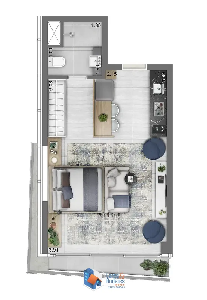 Apartamento, 1 quarto, 35 m² - Foto 2