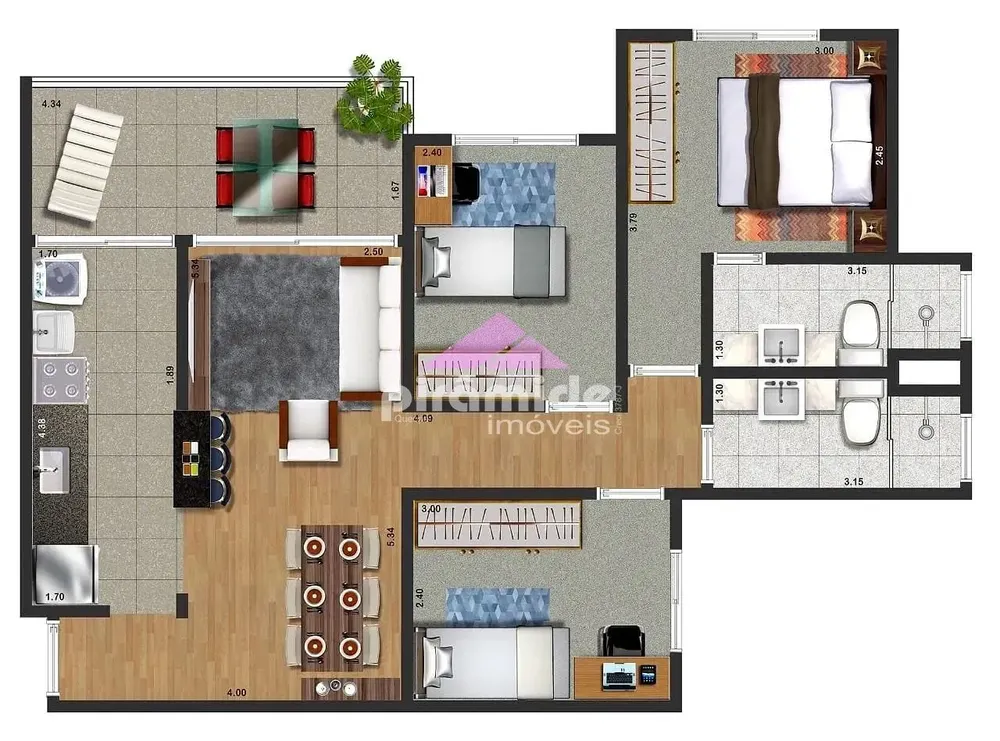 Apartamento, 3 quartos, 72 m² - Foto 2