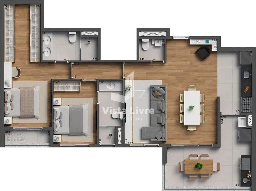 Apartamento, 2 quartos, 63 m² - Foto 1