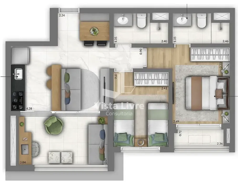 Apartamento, 2 quartos, 76 m² - Foto 2