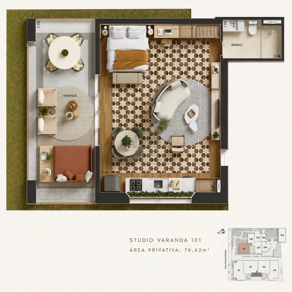 Apartamento, 1 quarto, 76 m² - Foto 2