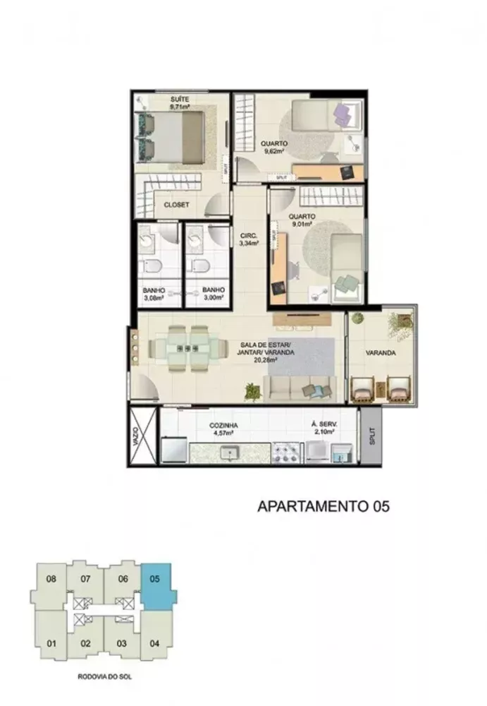 Apartamento à venda com 3 quartos, 72m² - Foto 5