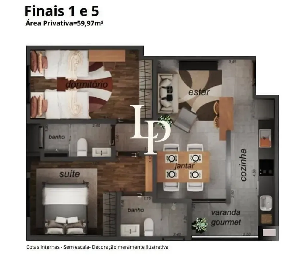 Apartamento, 2 quartos, 59 m² - Foto 2