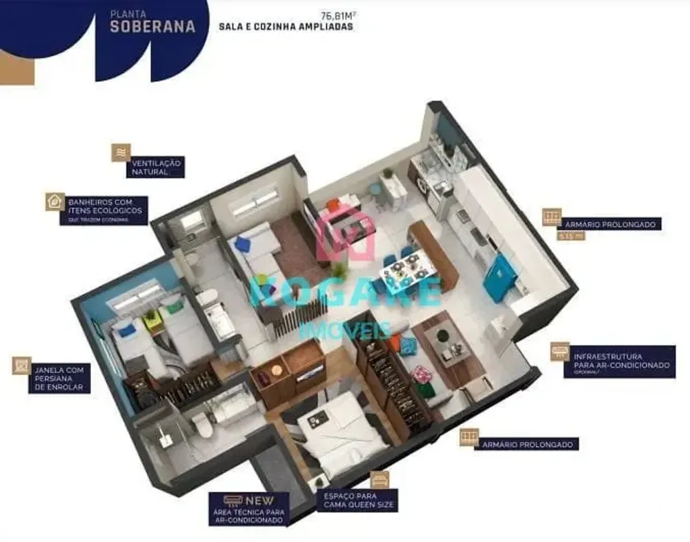 Apartamento, 2 quartos, 56 m² - Foto 1