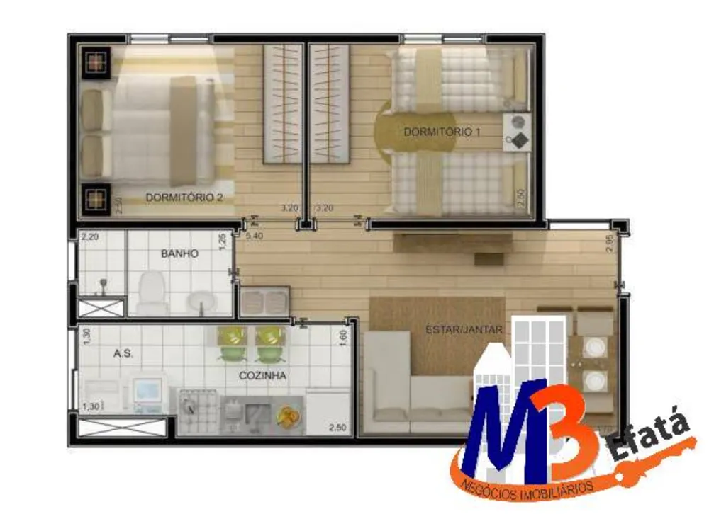 Apartamento, 2 quartos, 43 m² - Foto 2