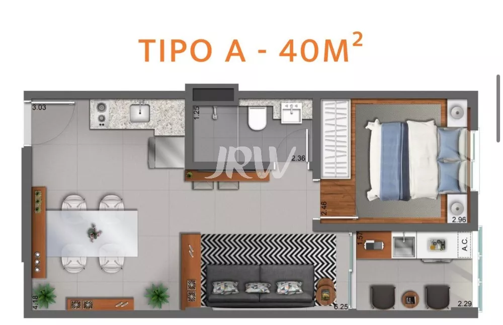 Apartamento à venda com 1 quarto, 40m² - Foto 3