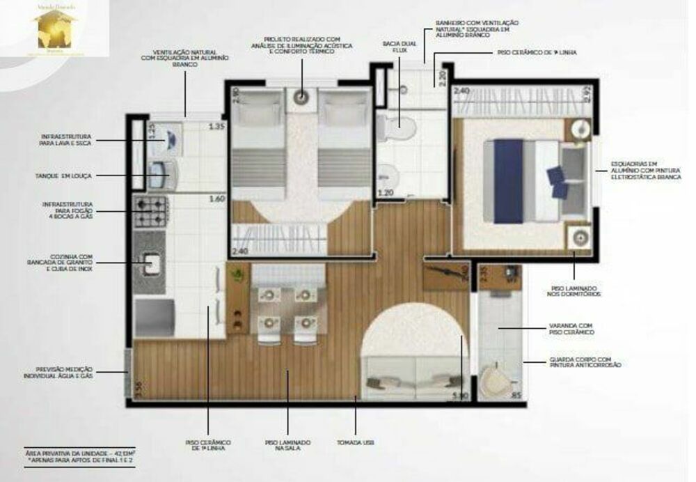 Apartamento, 2 quartos, 42 m² - Foto 2