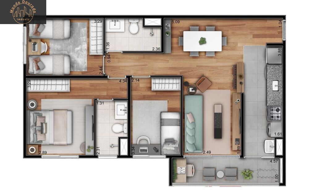 Apartamento, 3 quartos, 76 m² - Foto 2