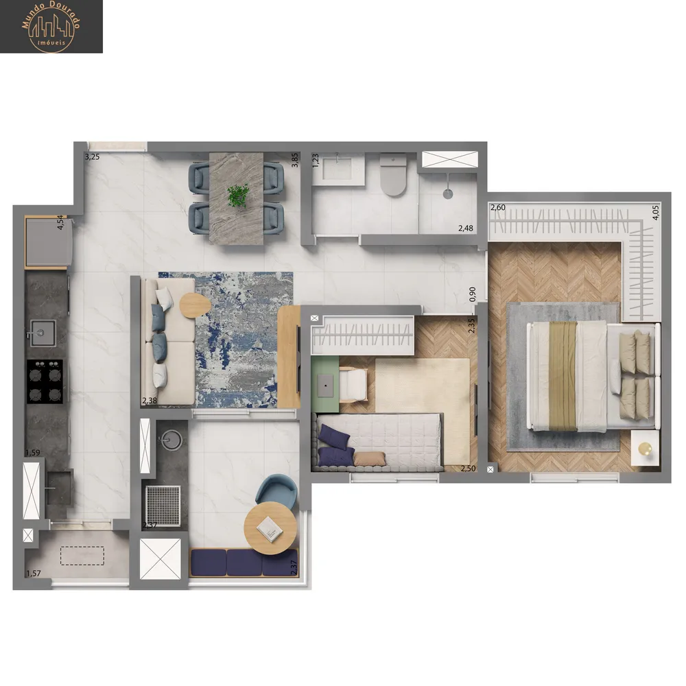 Apartamento, 2 quartos, 52 m² - Foto 3