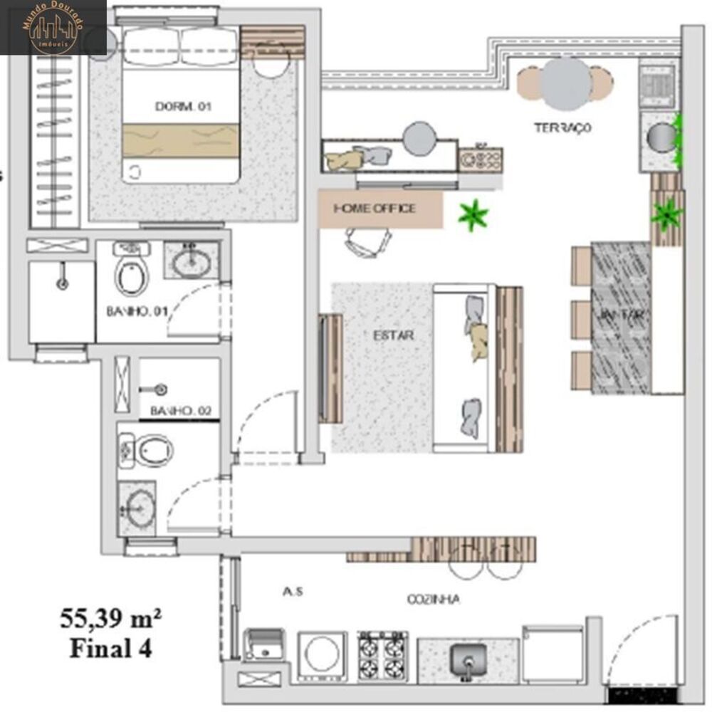 Apartamento, 2 quartos, 55 m² - Foto 1