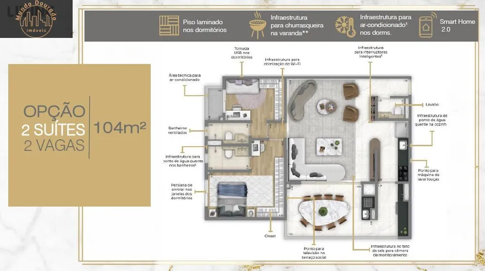 Apartamento, 3 quartos, 104 m² - Foto 1