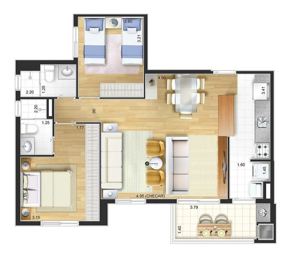 Apartamento, 2 quartos, 59 m² - Foto 3