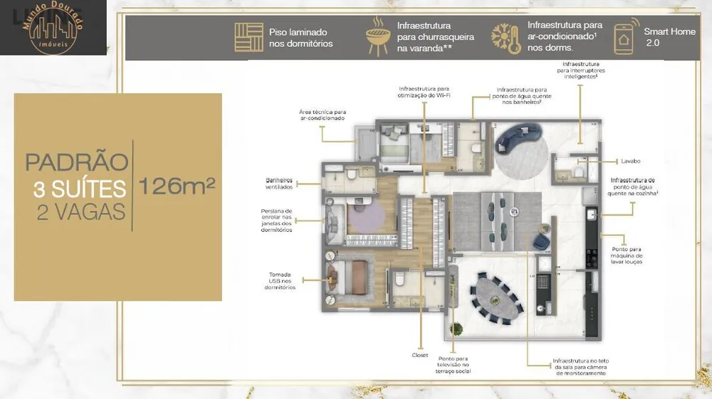 Apartamento, 4 quartos, 126 m² - Foto 2