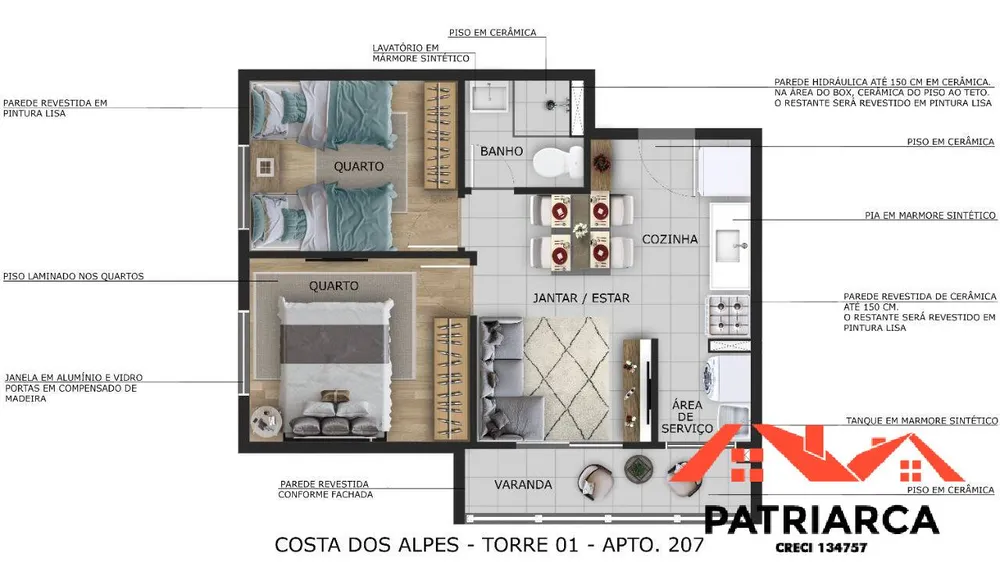 Apartamento, 2 quartos, 56 m² - Foto 9