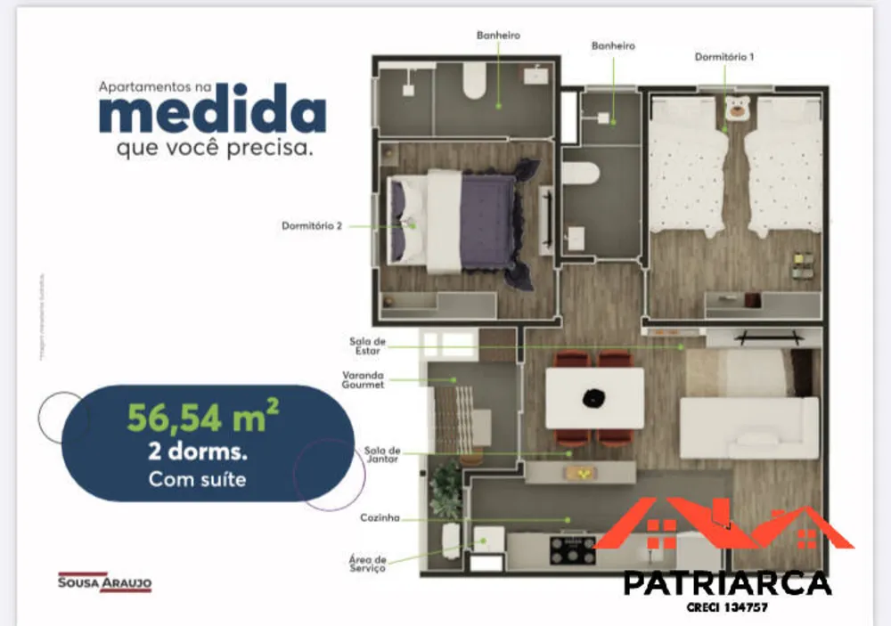 Apartamento, 2 quartos, 56 m² - Foto 7