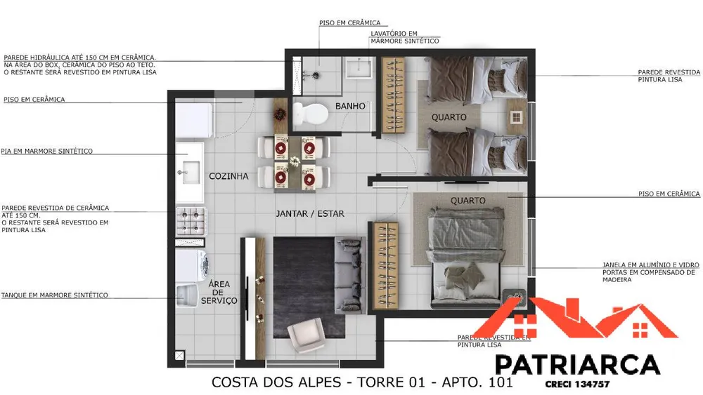 Apartamento, 2 quartos, 56 m² - Foto 8