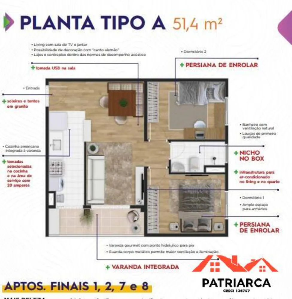 Apartamento, 2 quartos, 51 m² - Foto 3
