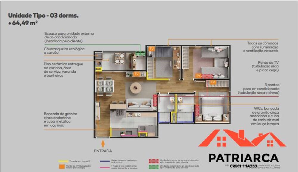 Apartamento à venda com 2 quartos, 64m² - Foto 7