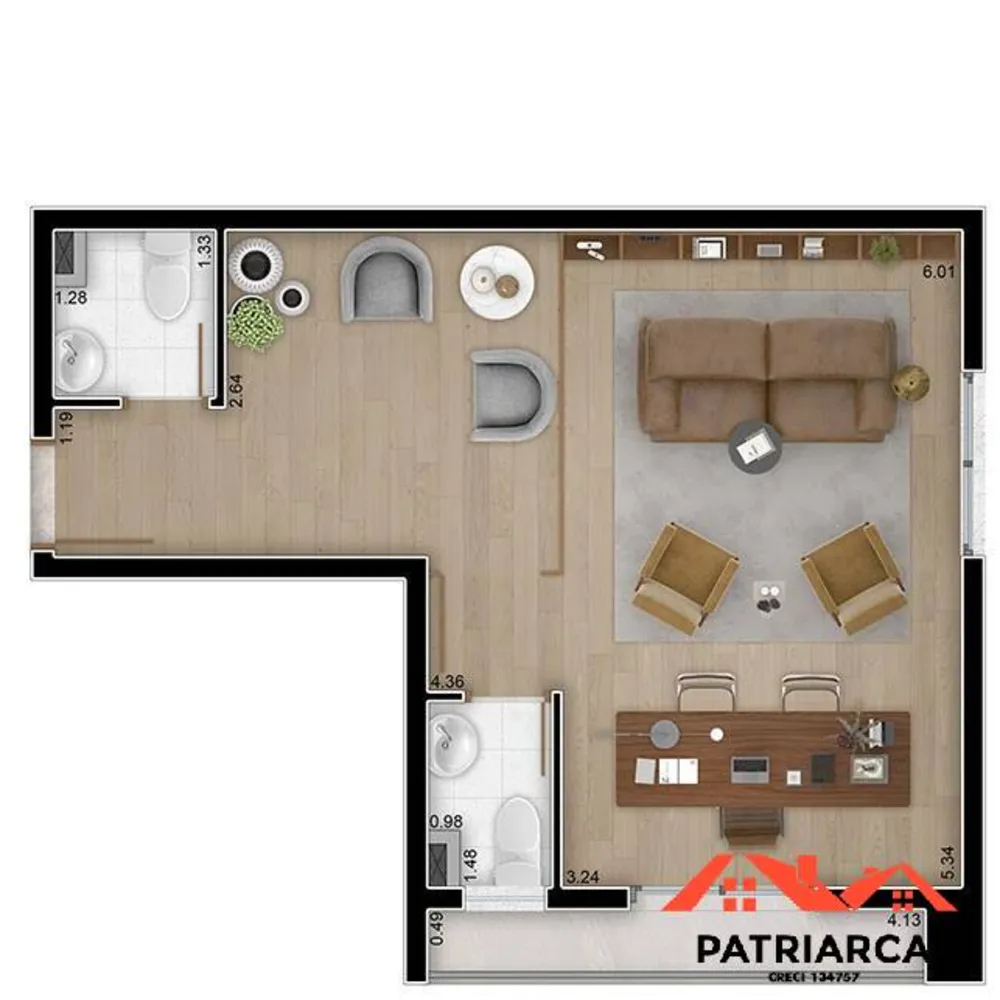 Sala-Conjunto, 32 m² - Foto 4