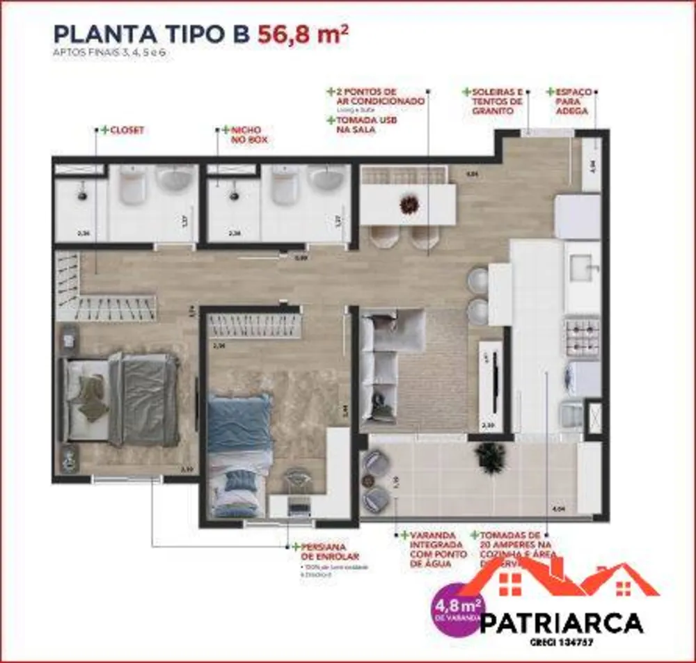 Apartamento, 2 quartos, 56 m² - Foto 13