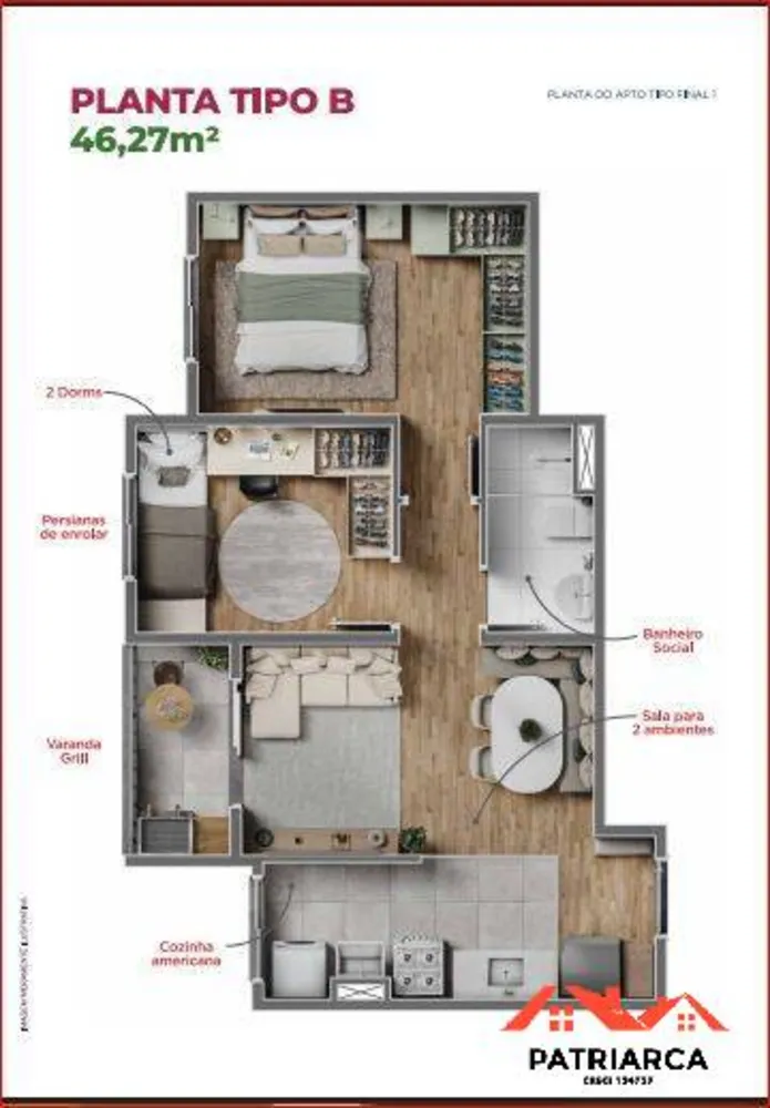 Apartamento, 2 quartos, 46 m² - Foto 4