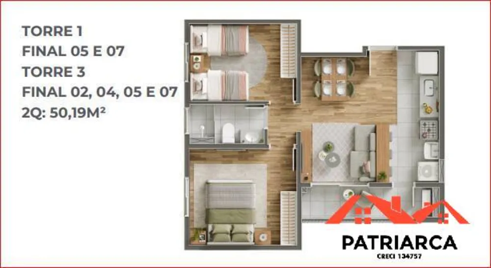 Apartamento, 2 quartos, 51 m² - Foto 7