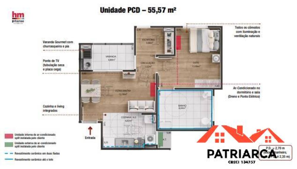Apartamento, 2 quartos, 55 m² - Foto 3