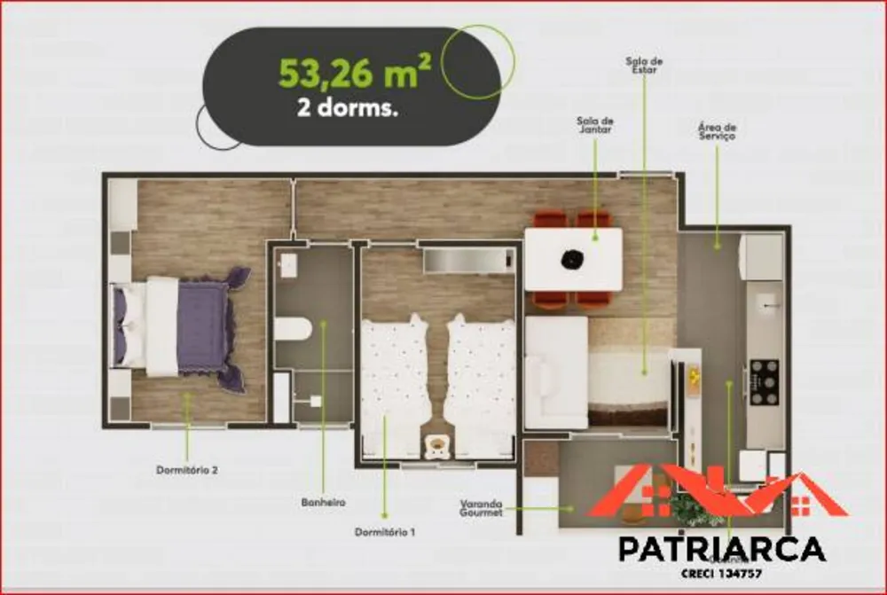 Apartamento, 2 quartos, 56 m² - Foto 5