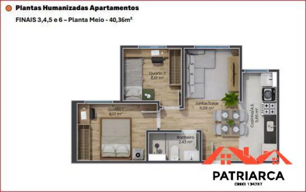 Apartamento, 2 quartos, 40 m² - Foto 4