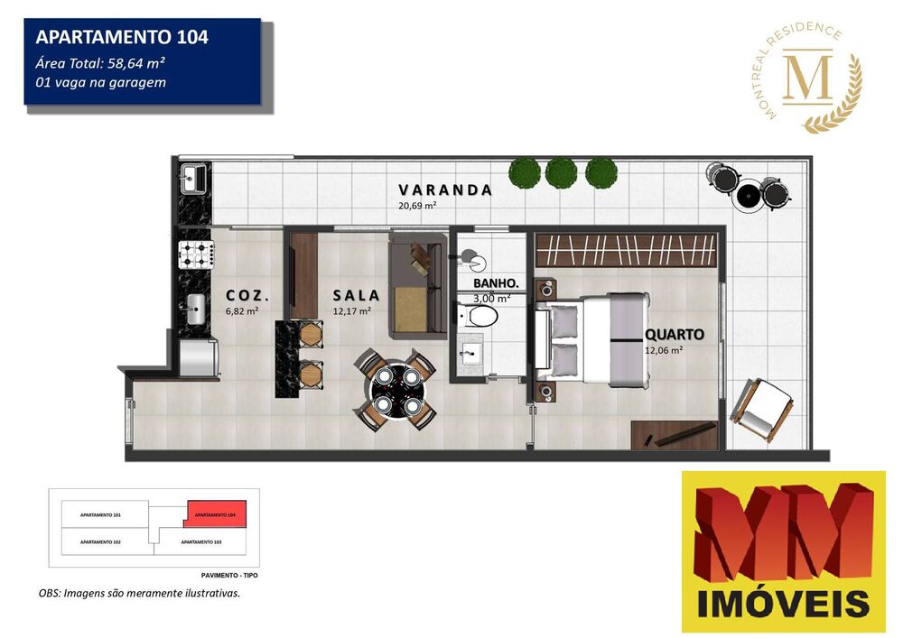 Apartamento, 1 quarto, 58 m² - Foto 3