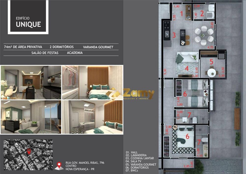Apartamento à venda com 2 quartos, 74m² - Foto 2
