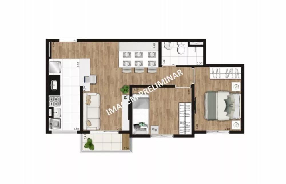 Apartamento, 2 quartos, 49 m² - Foto 3