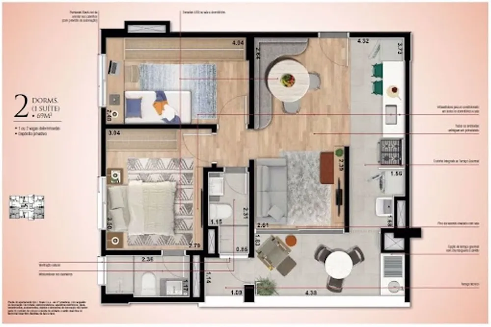 Apartamento, 2 quartos, 69 m² - Foto 12