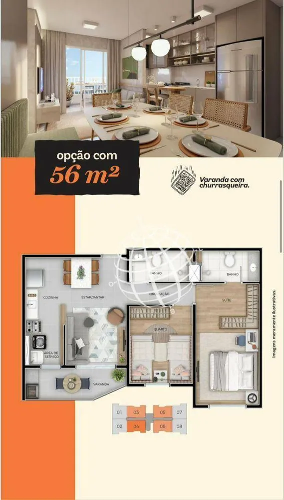 Apartamento, 2 quartos, 56 m² - Foto 2