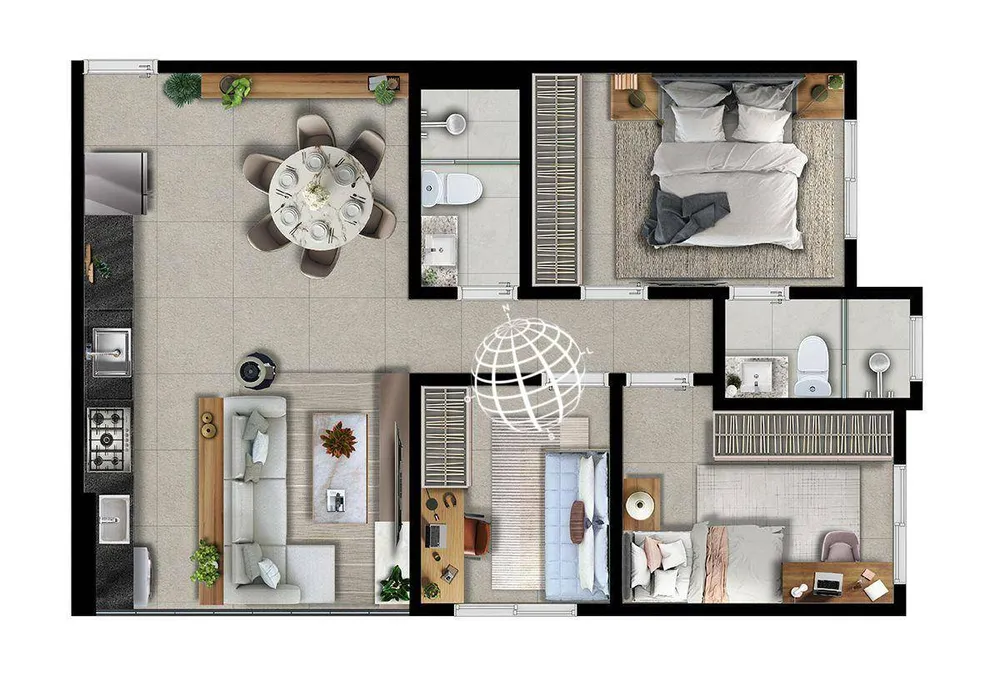 Apartamento, 2 quartos, 66 m² - Foto 2