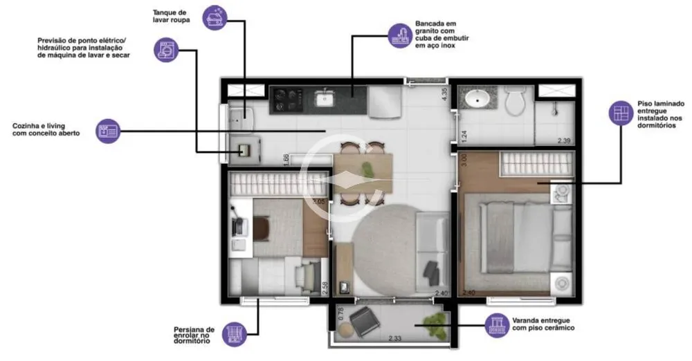 Apartamento, 1 quarto, 27 m² - Foto 2