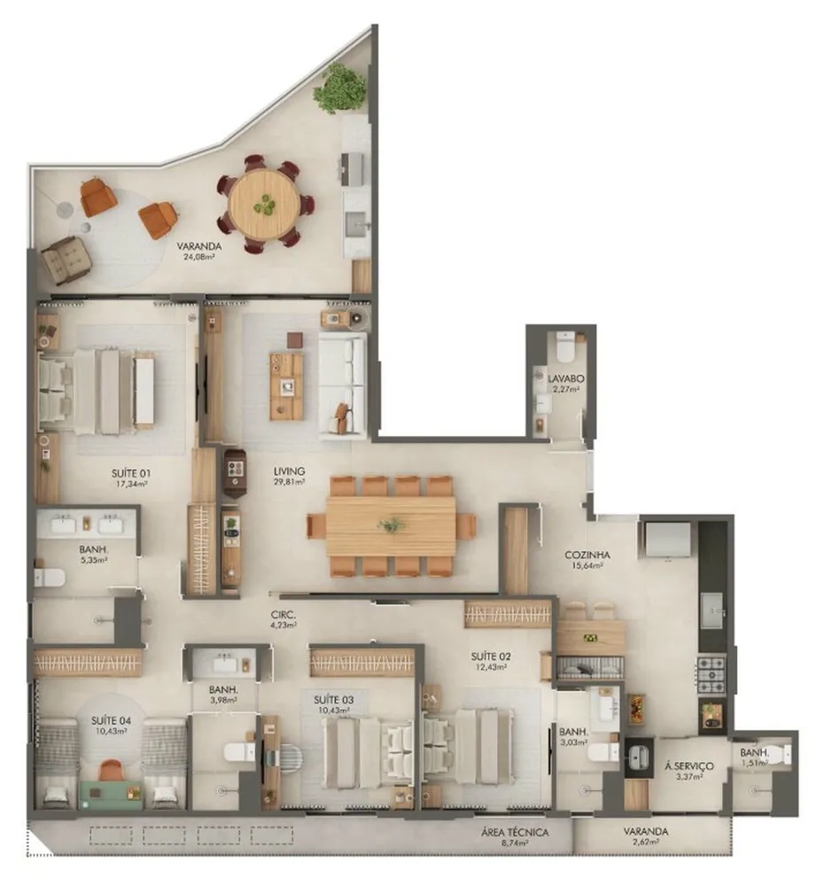 Apartamento, 4 quartos, 168 m² - Foto 2