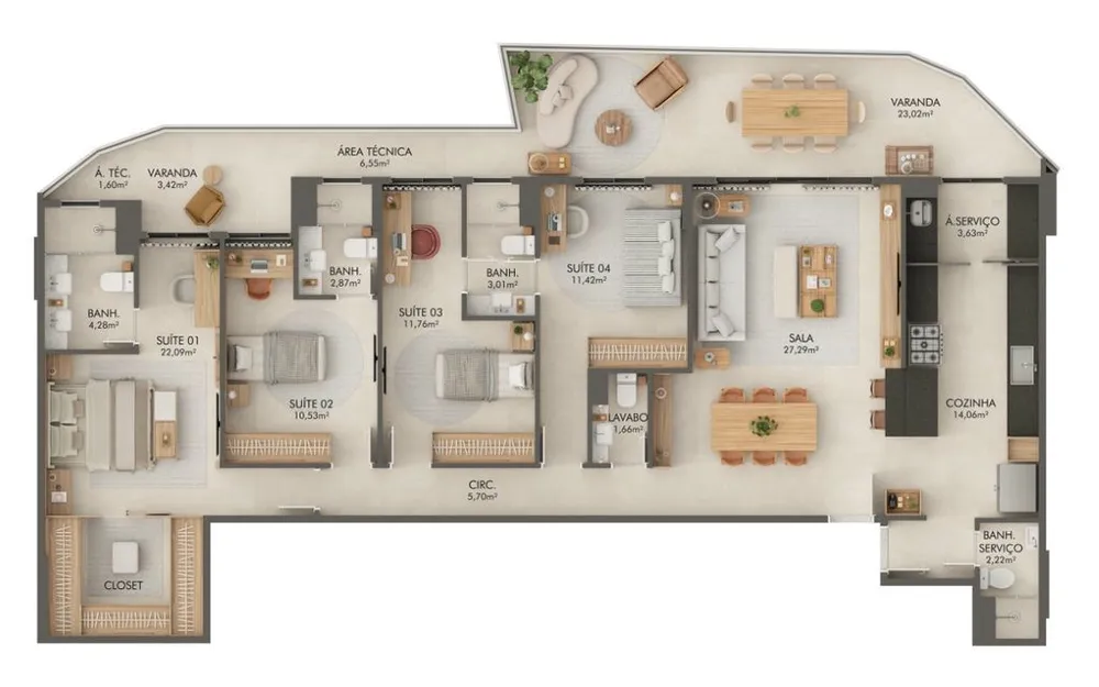 Apartamento, 4 quartos, 168 m² - Foto 7