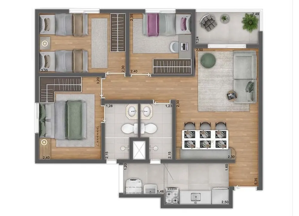 Apartamento, 3 quartos, 59 m² - Foto 15