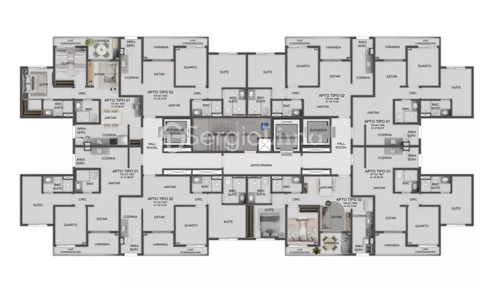 Apartamento, 2 quartos, 56 m² - Foto 4