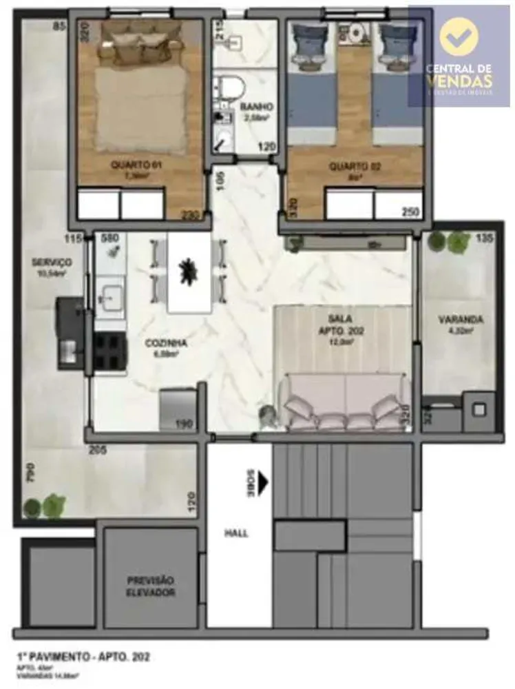 Apartamento, 2 quartos, 53 m² - Foto 1