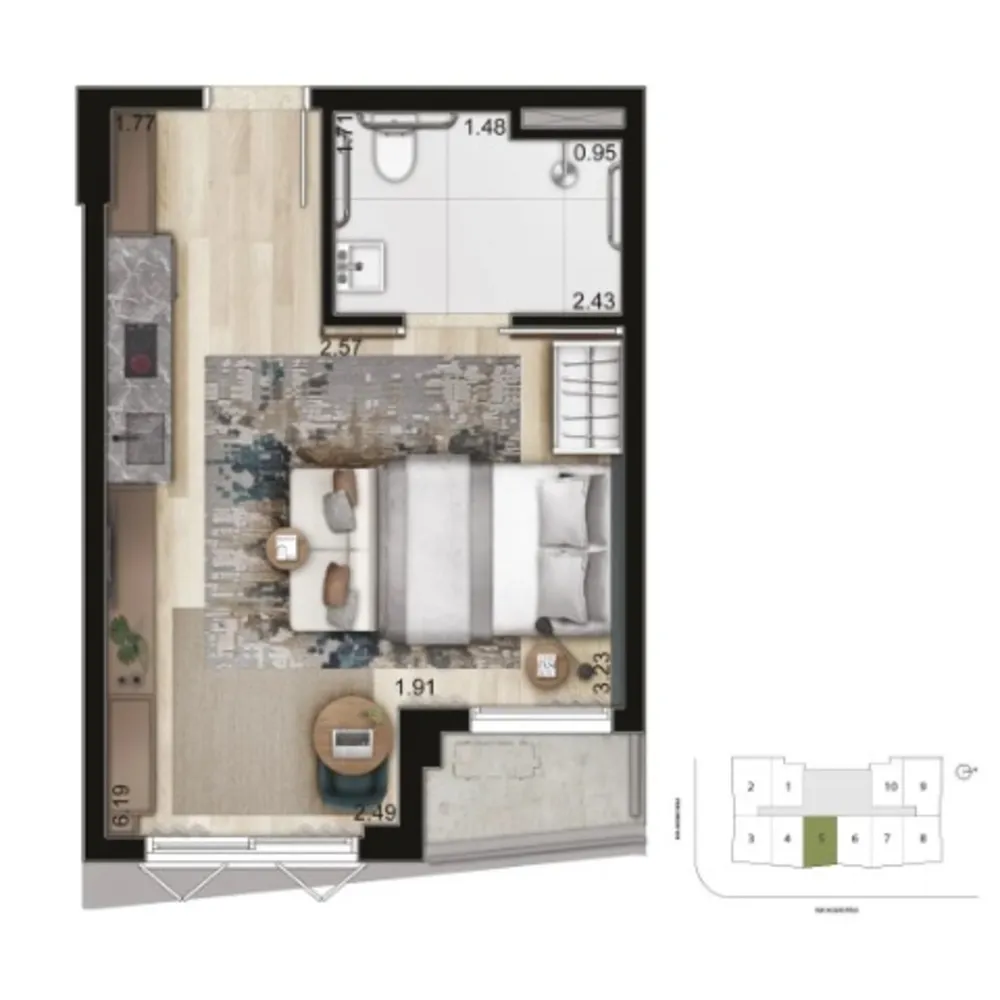 Apartamento, 1 quarto, 29 m² - Foto 3