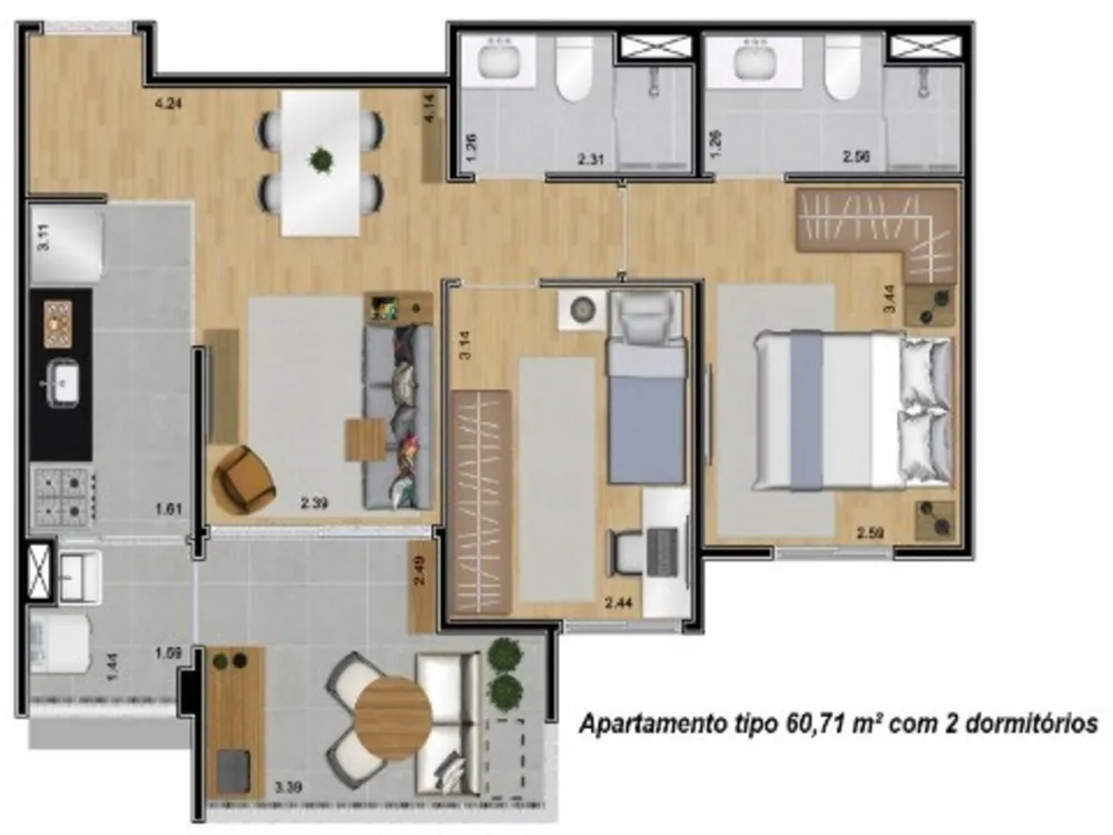 Apartamento, 2 quartos, 60 m² - Foto 19