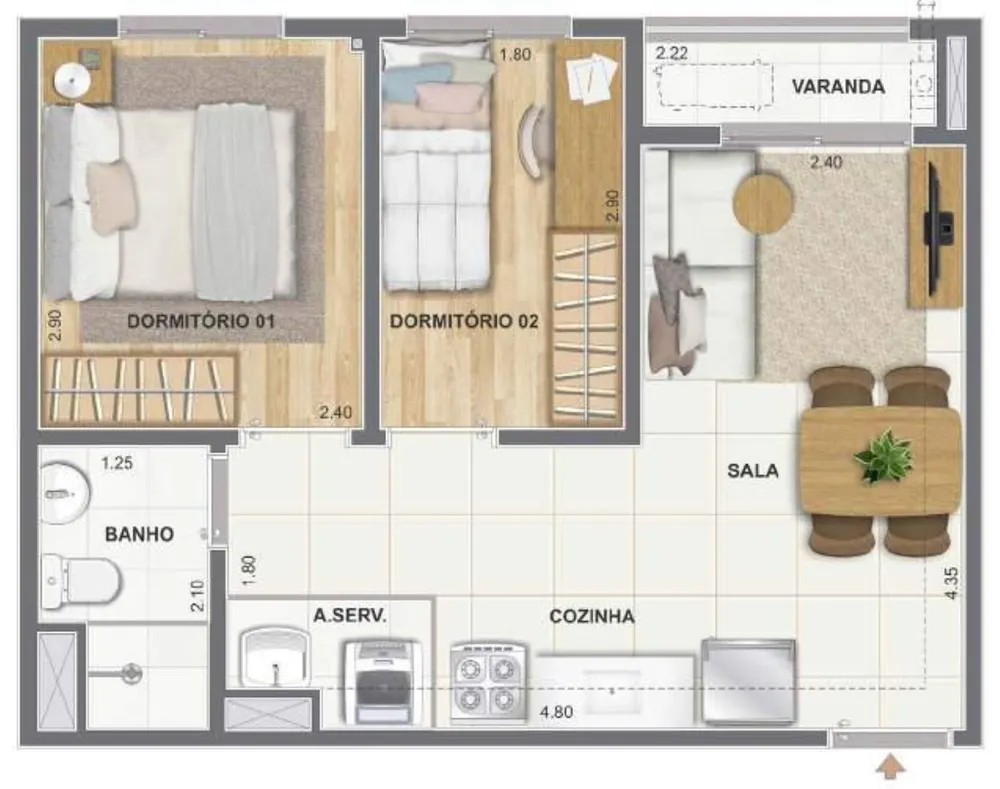 Apartamento, 2 quartos, 39 m² - Foto 16
